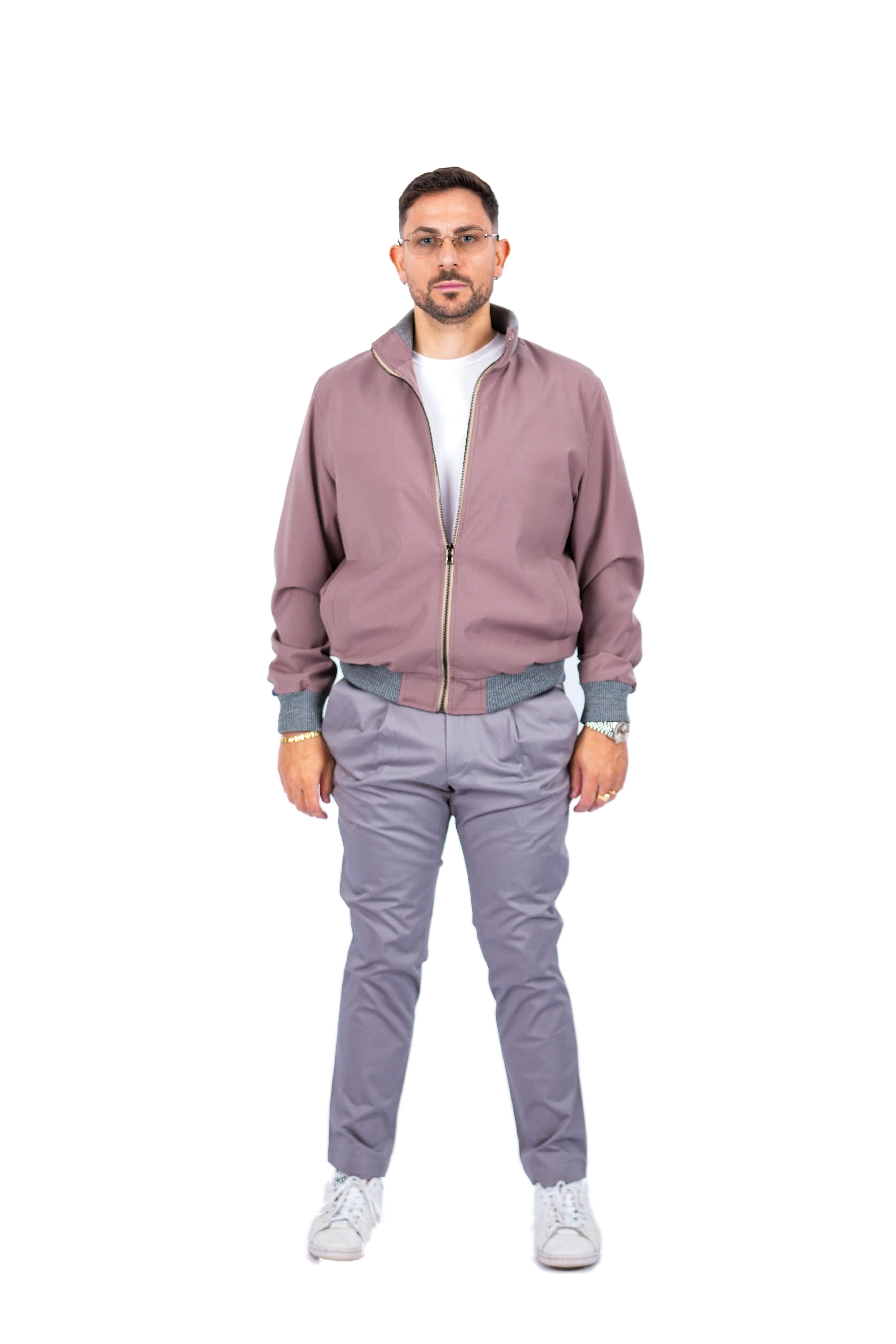 Bomber Sahariana Zip Rosa