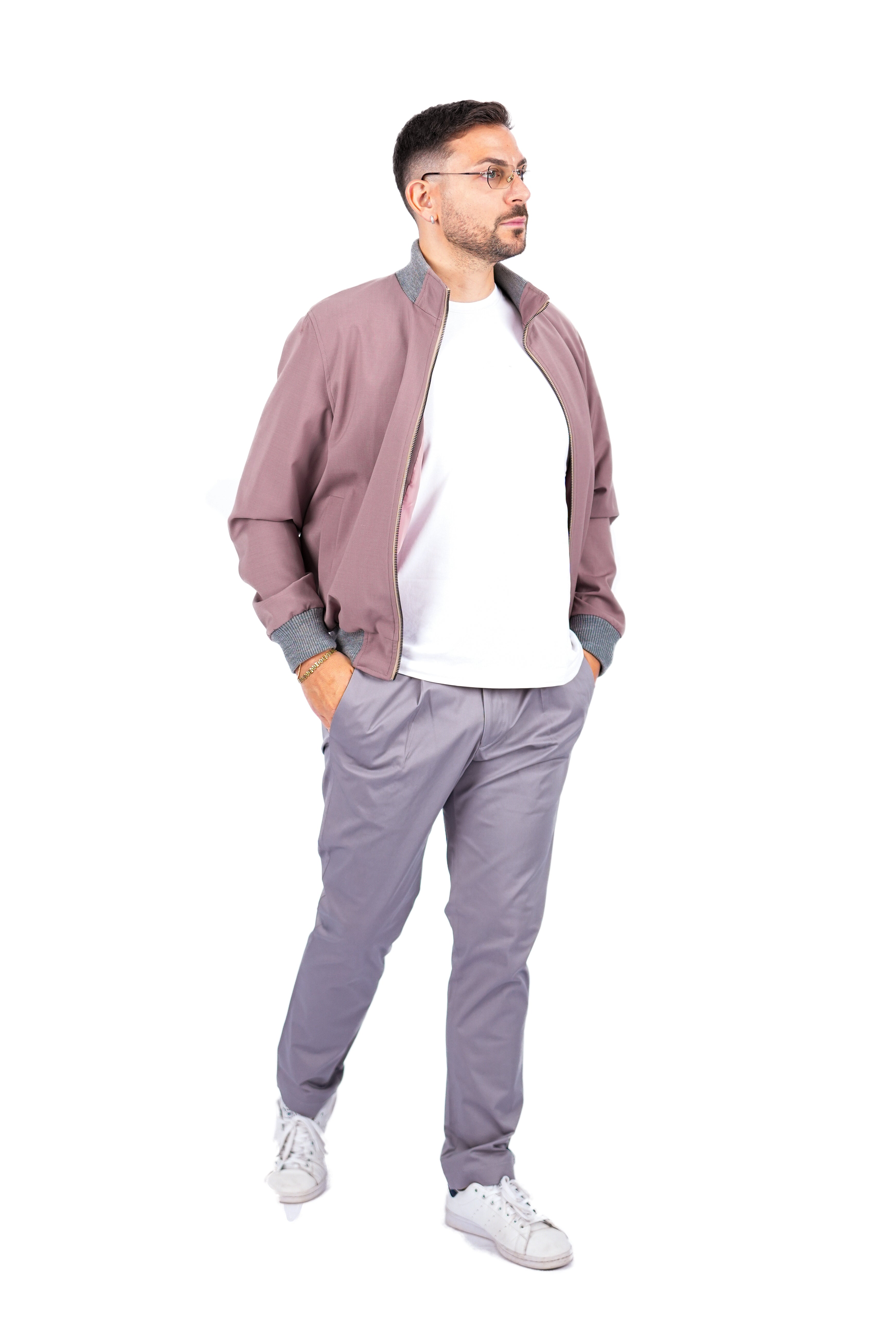 Bomber Sahariana Zip Rosa