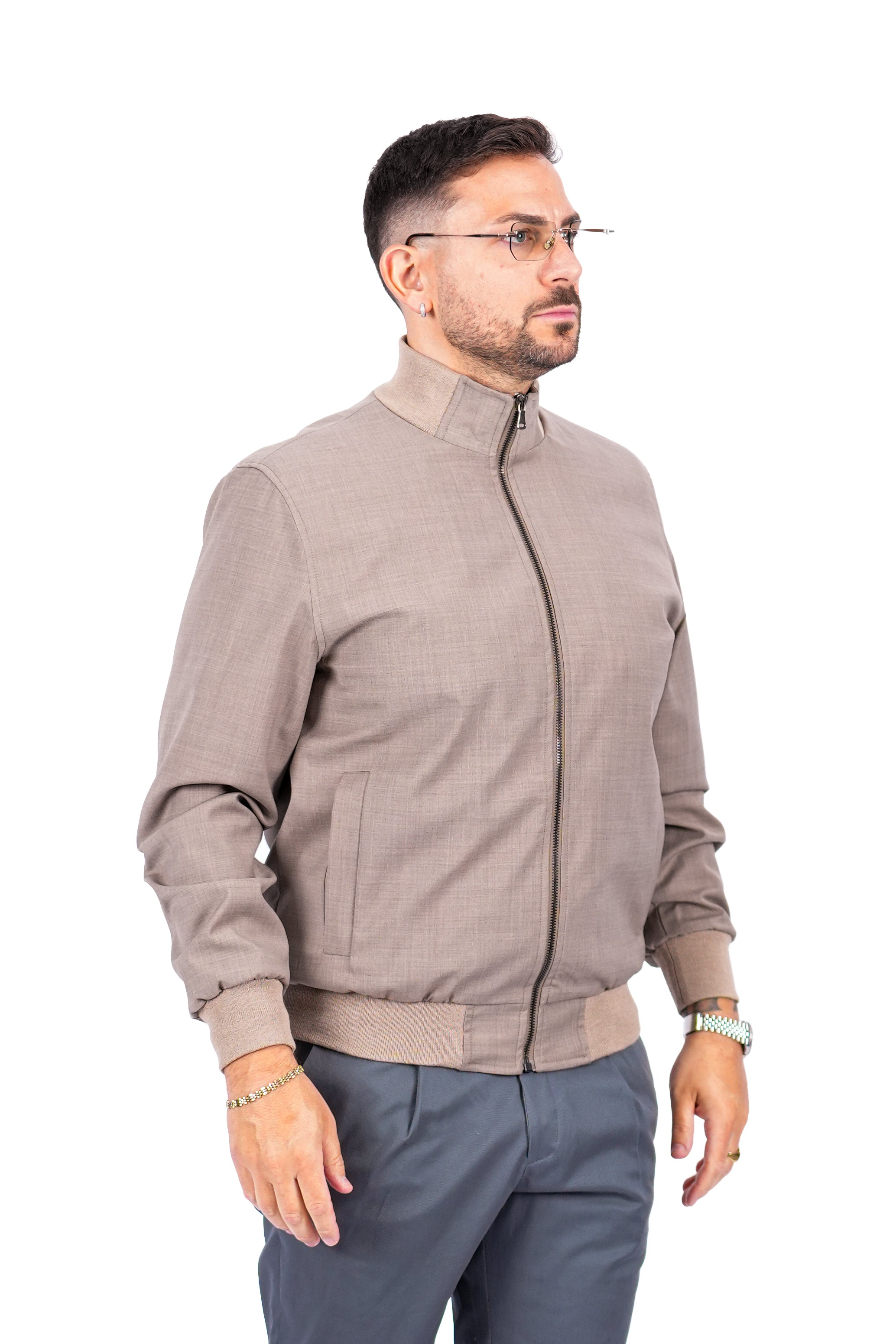 Bomber Sahariana Zip Beige