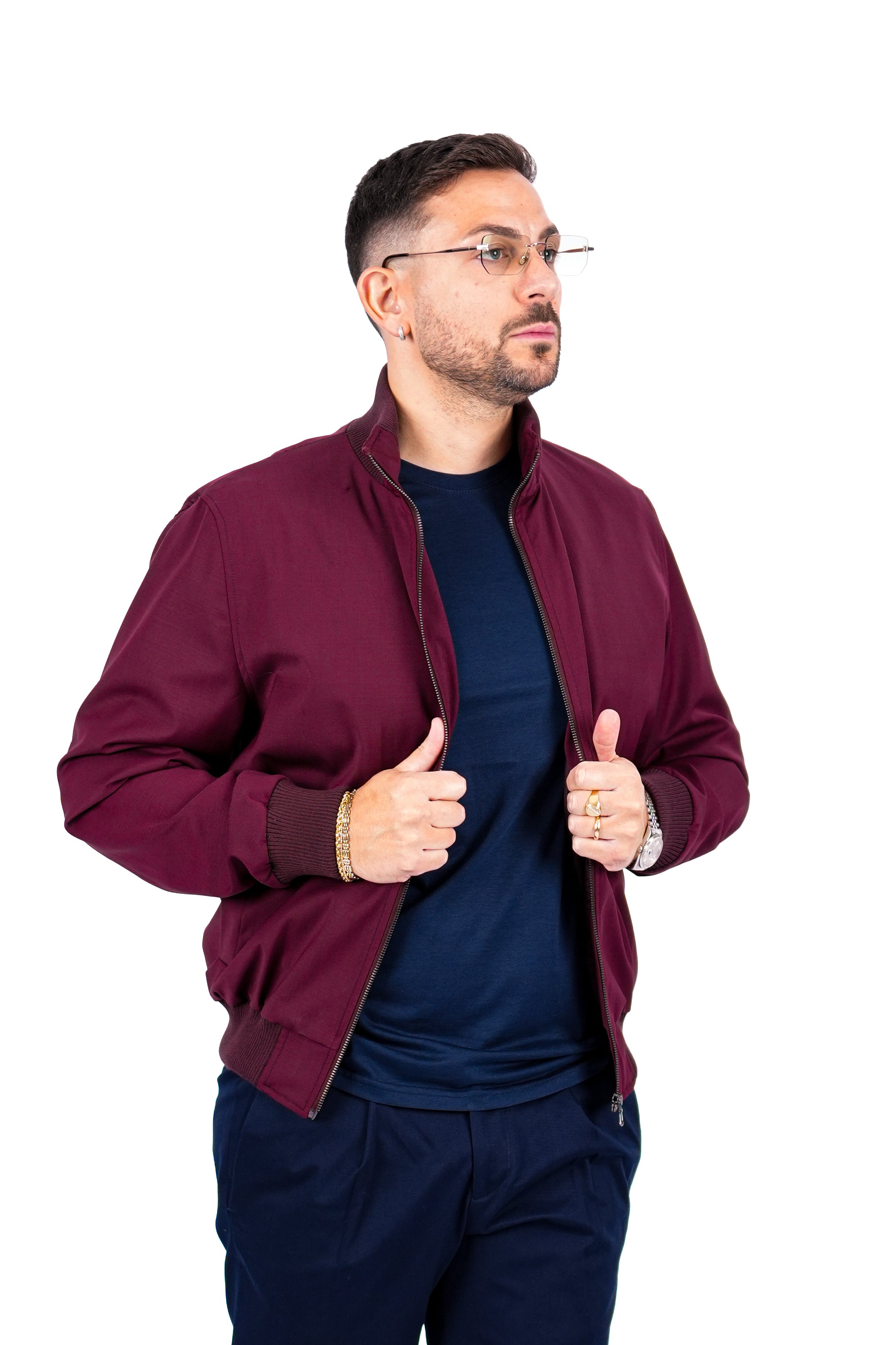 Bomber Sahariana Zip Bordeaux