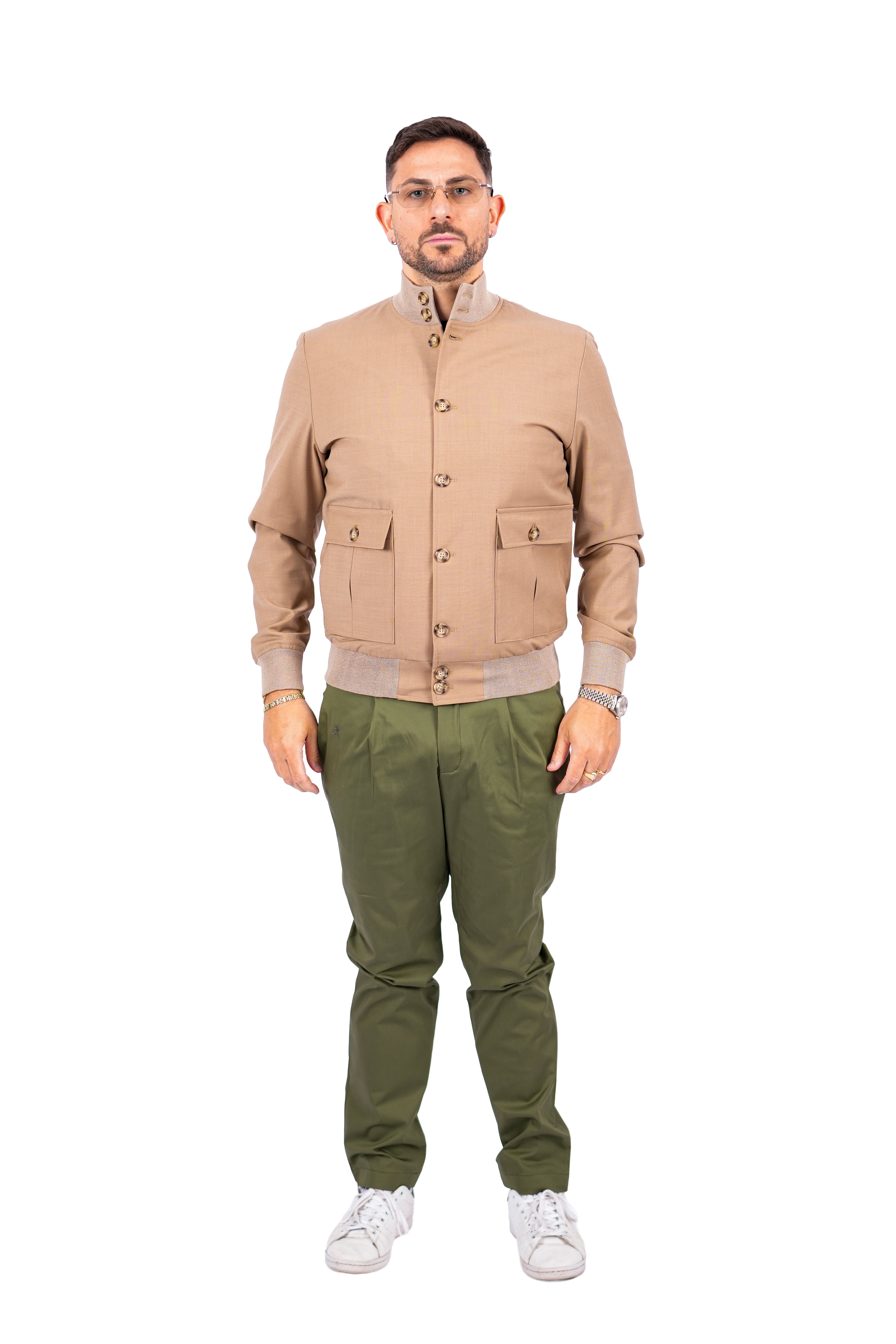 Bomber Sahariana Bottoni Beige