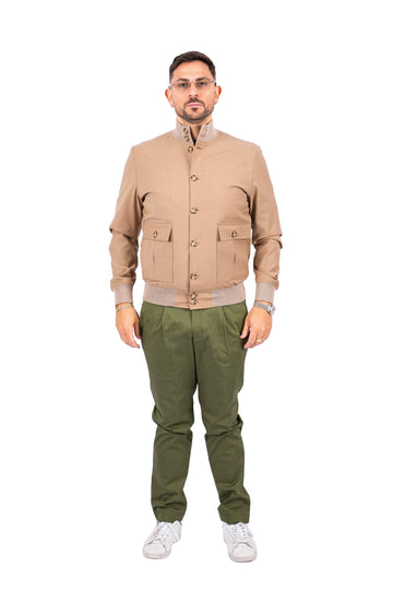Bomber Sahariana Bottoni Beige