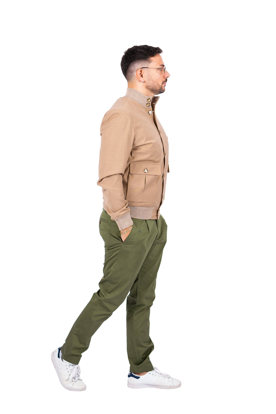 Bomber Sahariana Bottoni Beige