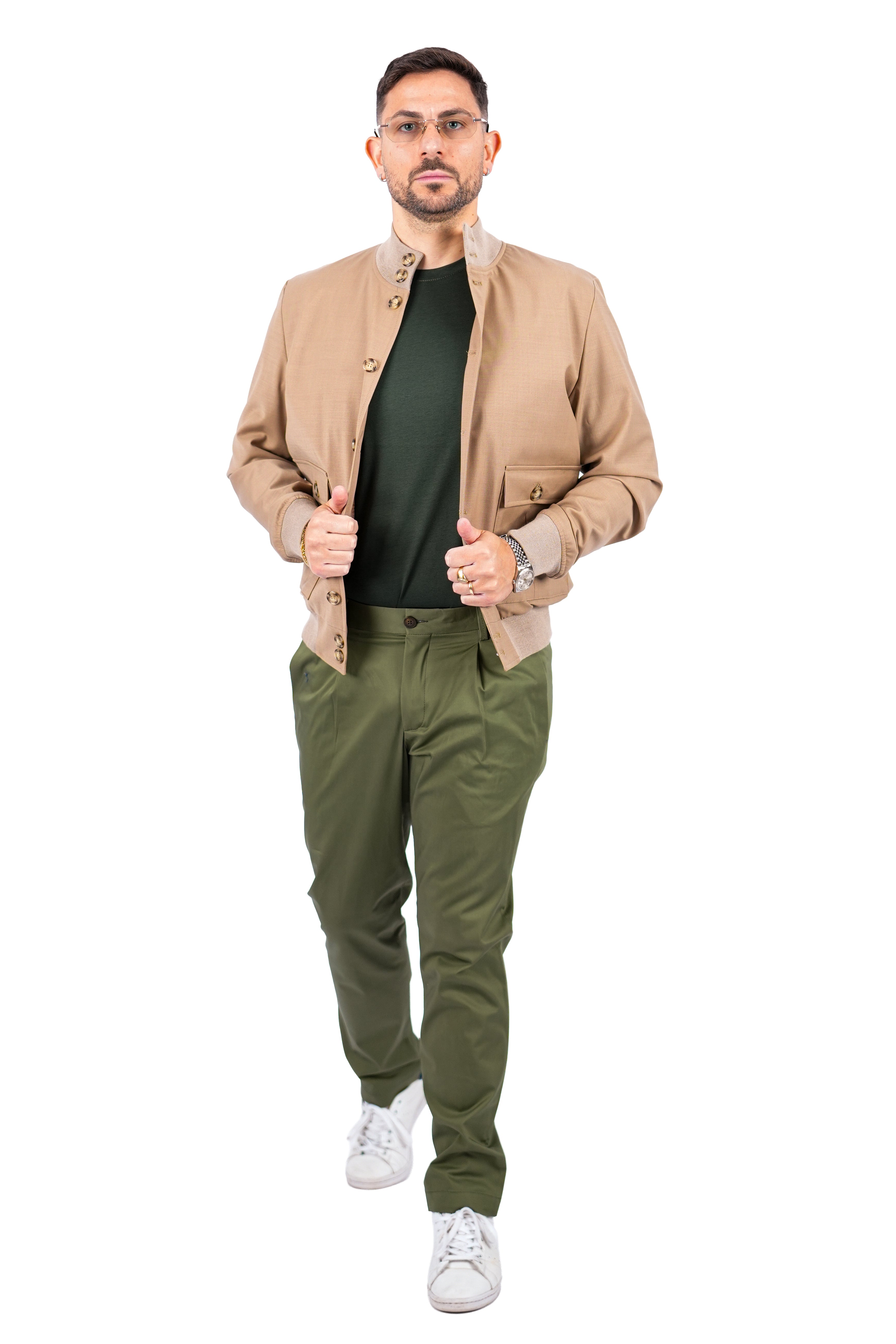 Bomber Sahariana Bottoni Beige