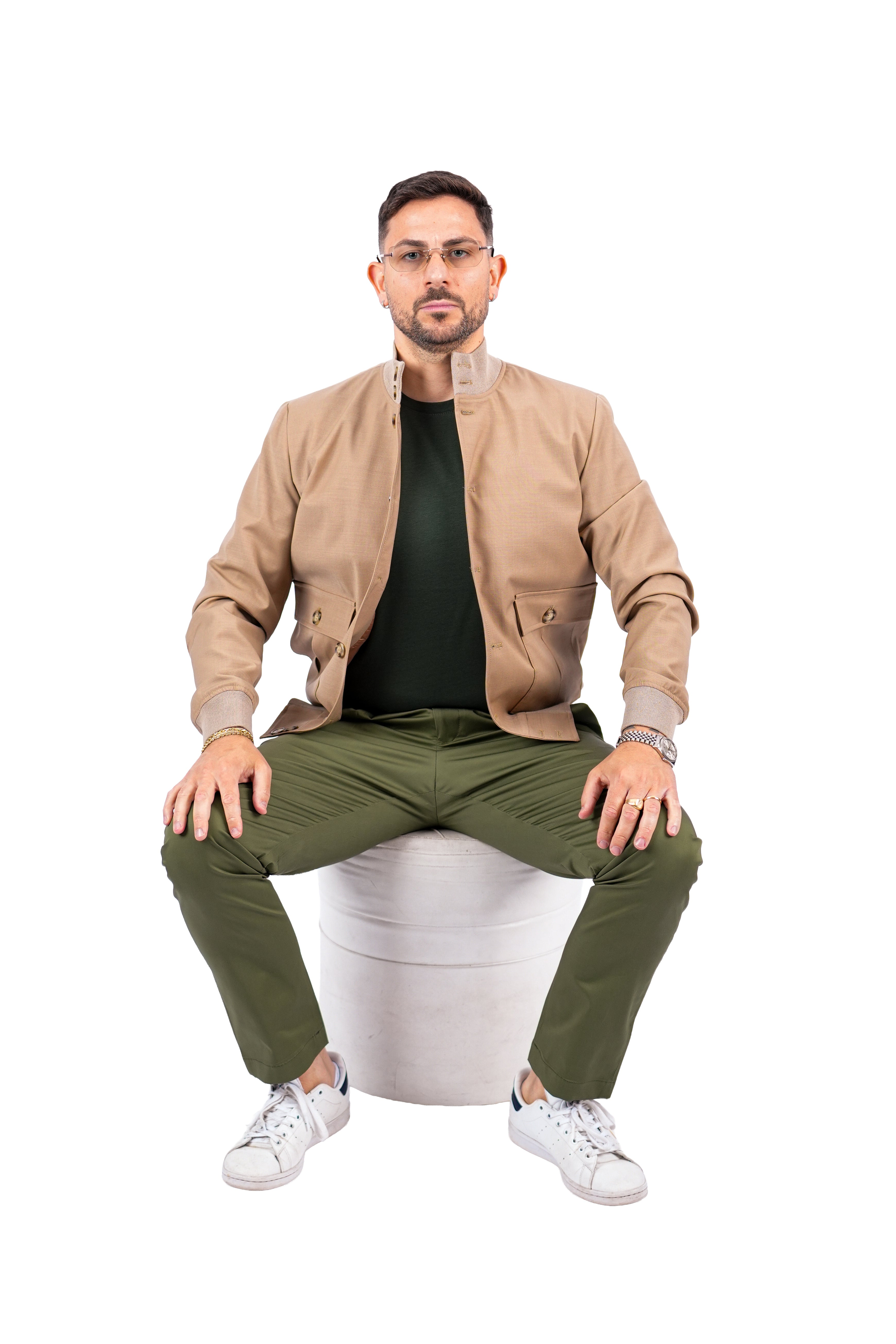 Bomber Sahariana Bottoni Beige