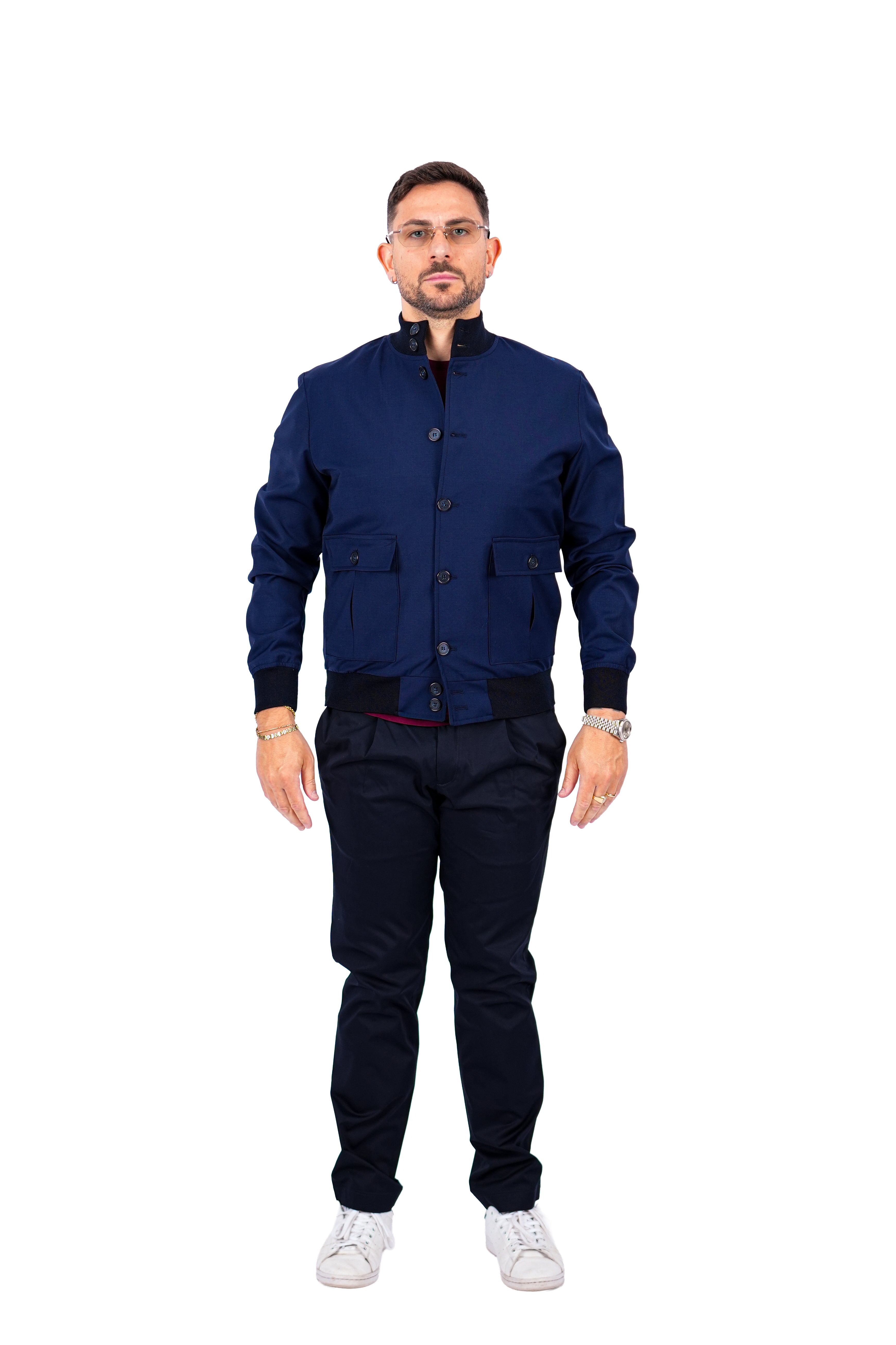 Bomber Sahariana Bottoni Blu