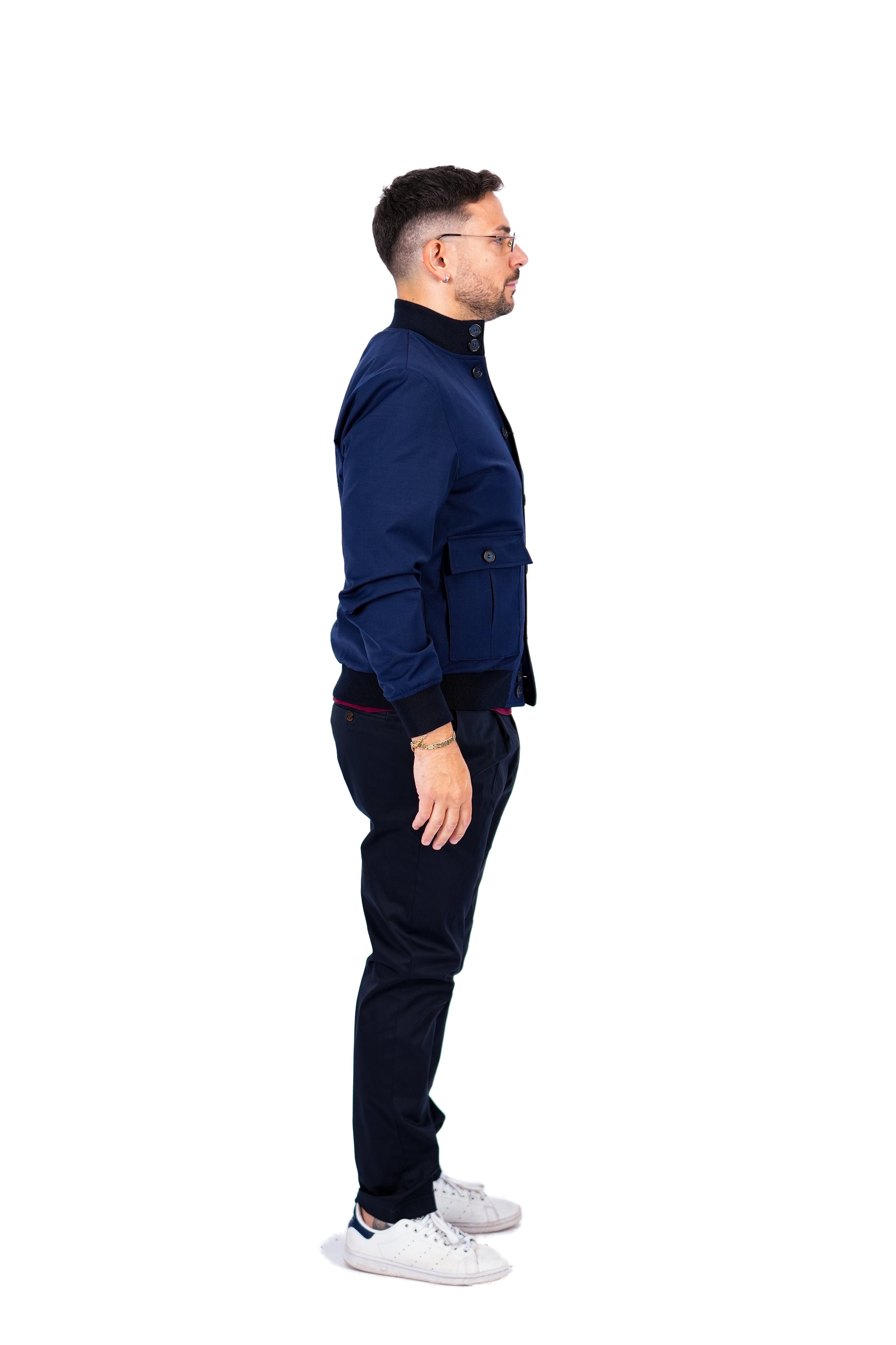 Bomber Sahariana Bottoni Blu