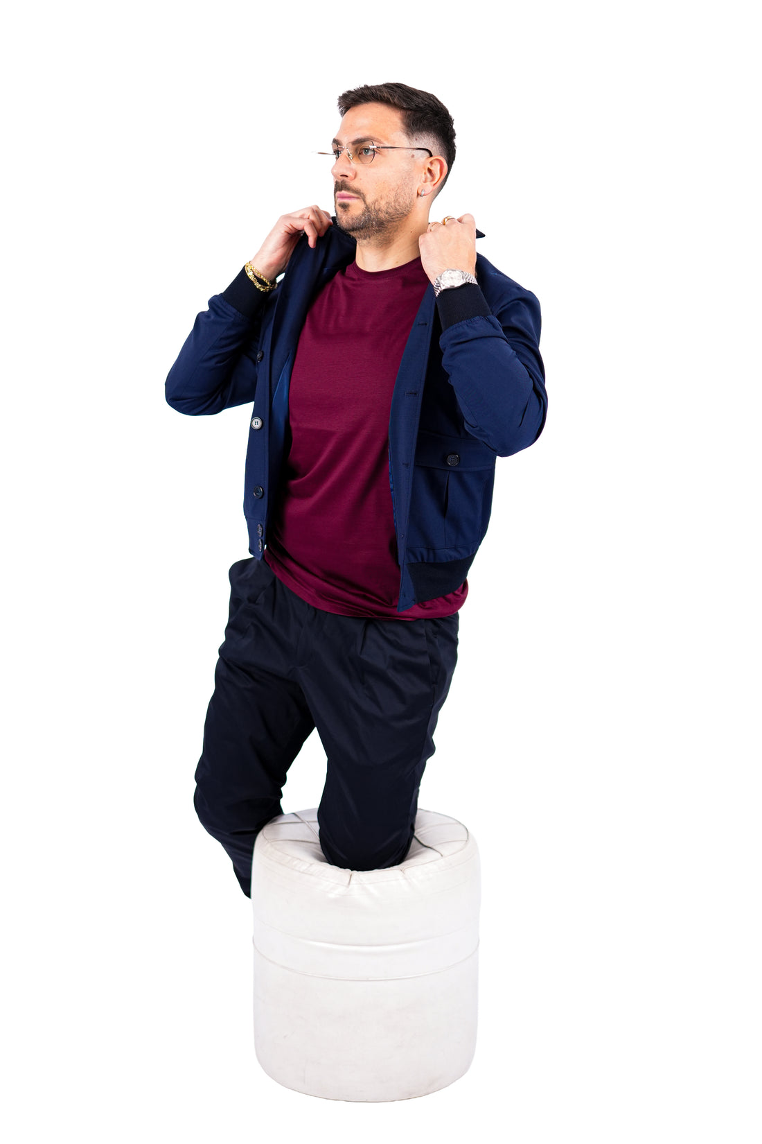 Bomber Sahariana Bottoni Blu