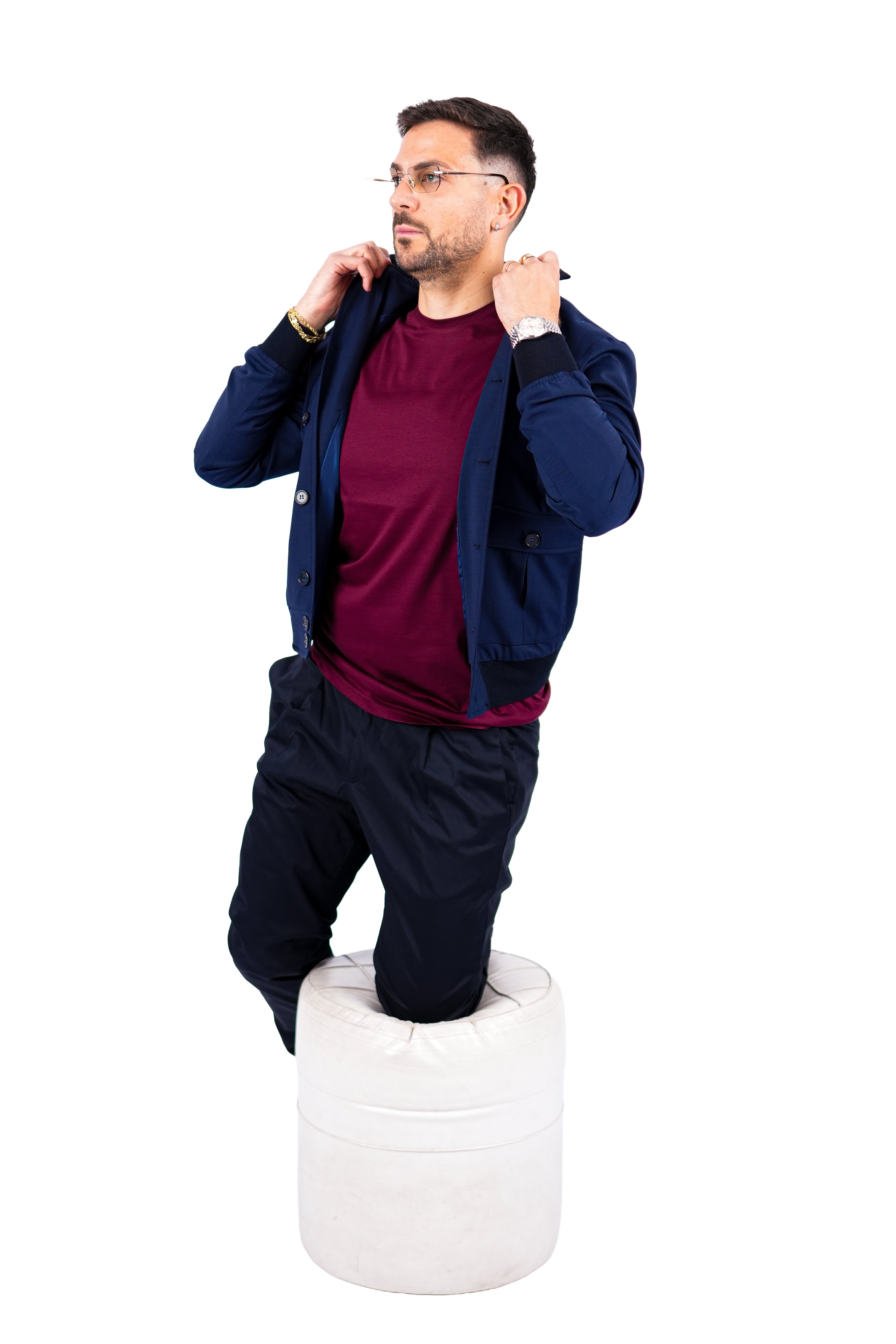 Bomber Sahariana Bottoni Blu