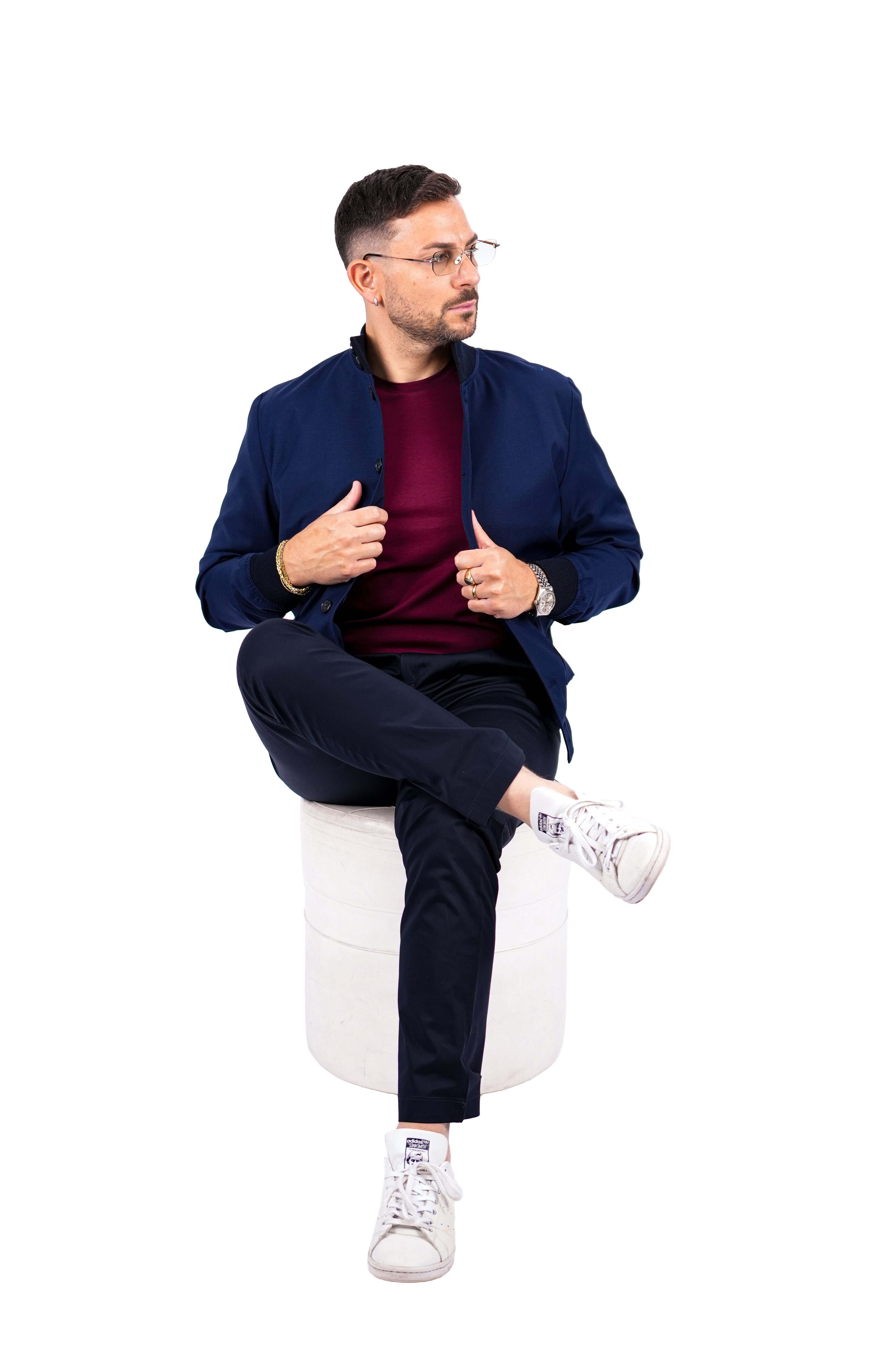 Bomber Sahariana Bottoni Blu