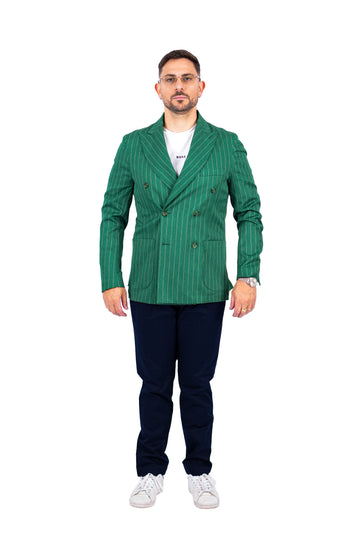 Giacca Opera - Doppio Petto Gessata Verde