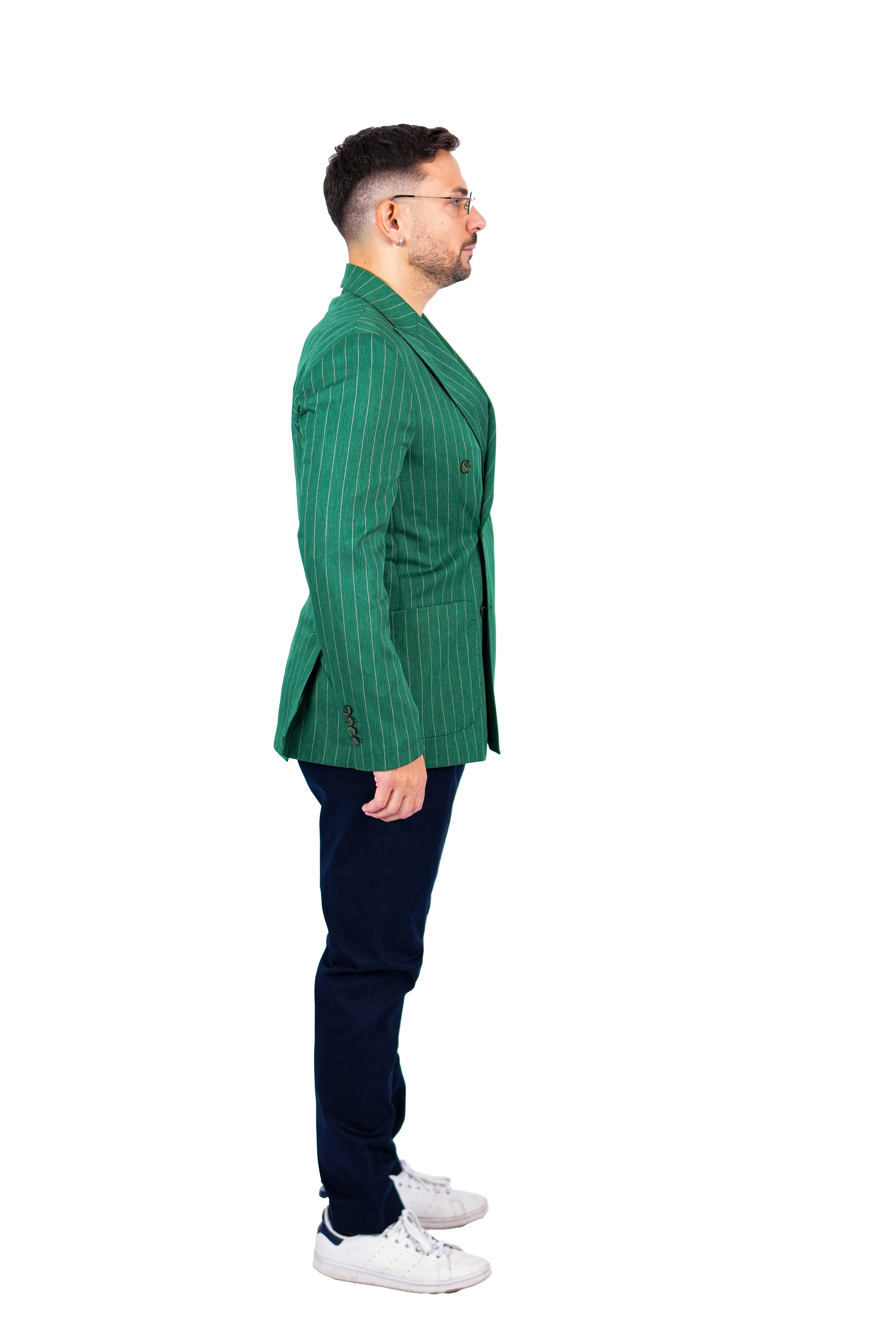 Giacca Opera - Doppio Petto Gessata Verde