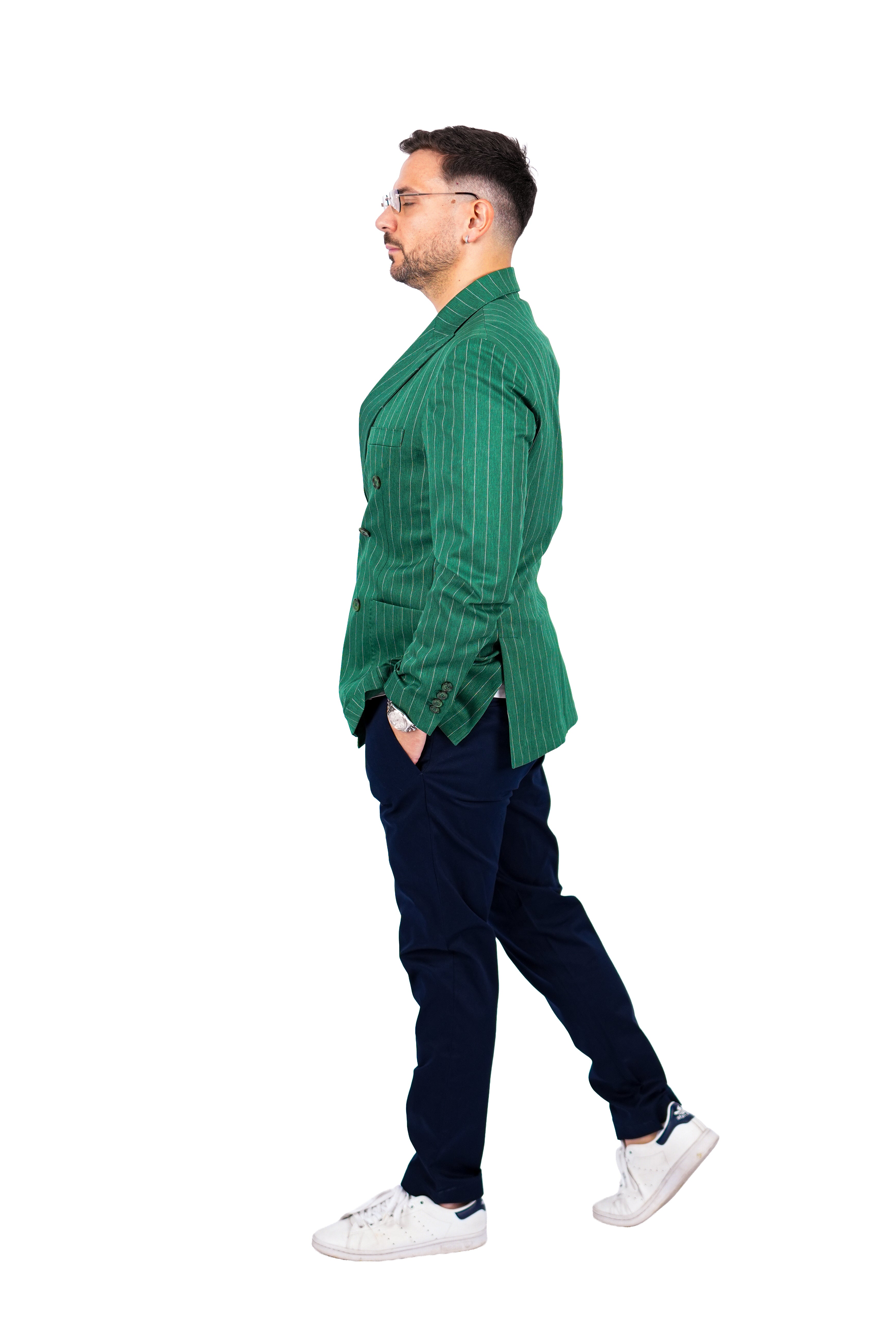 Giacca Opera - Doppio Petto Gessata Verde