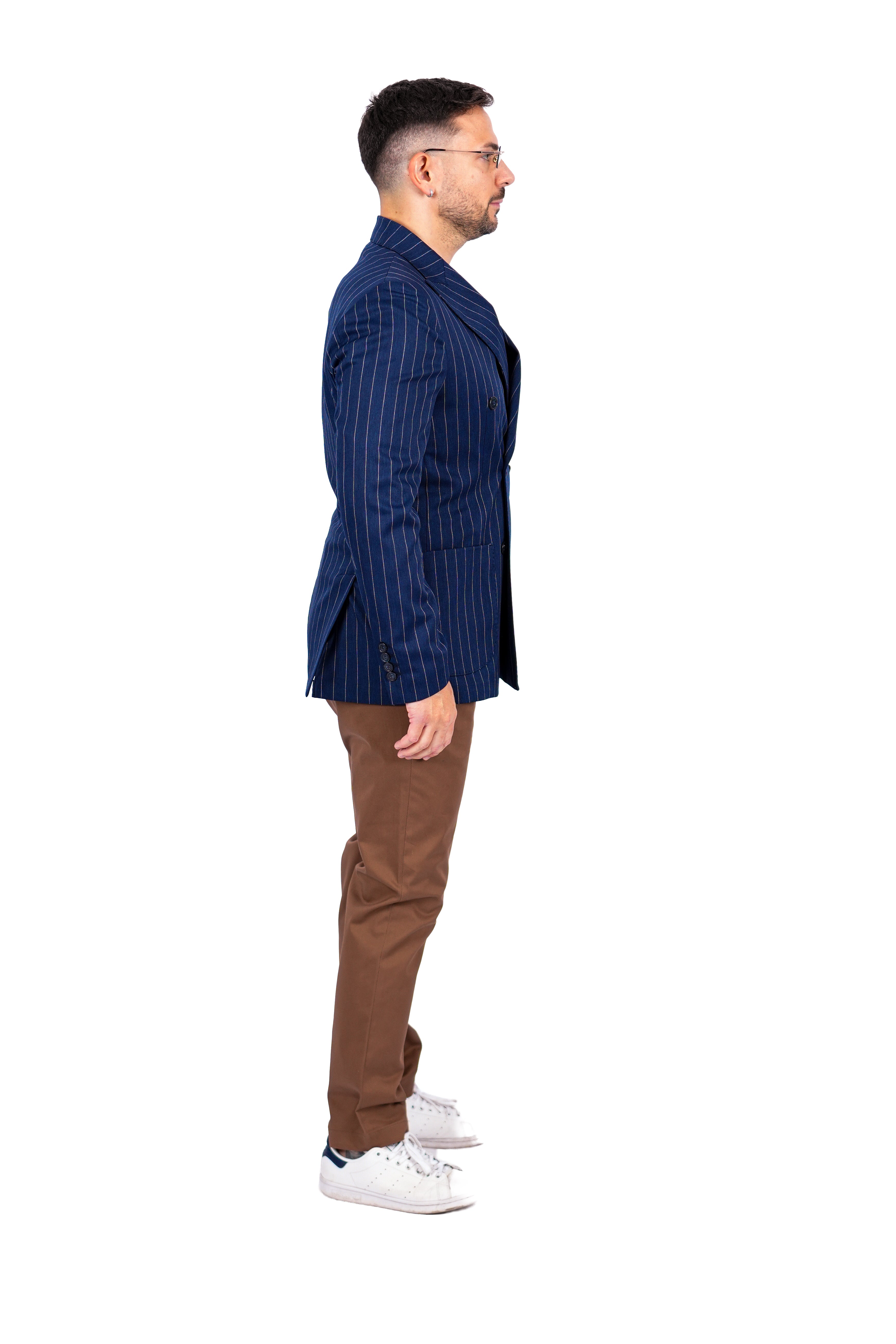 Giacca Opera - Doppio Petto Gessata Blu
