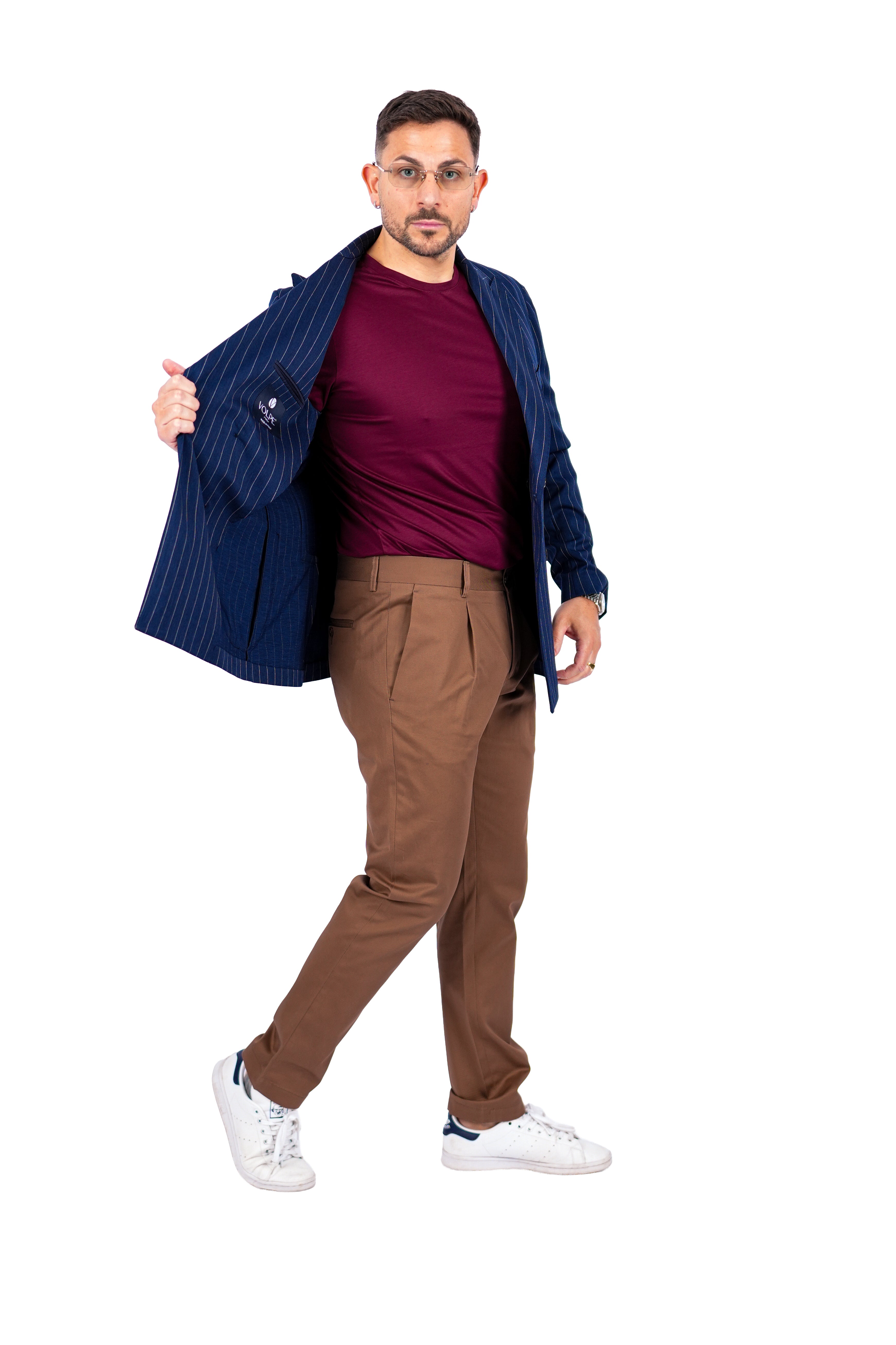 Giacca Opera - Doppio Petto Gessata Blu