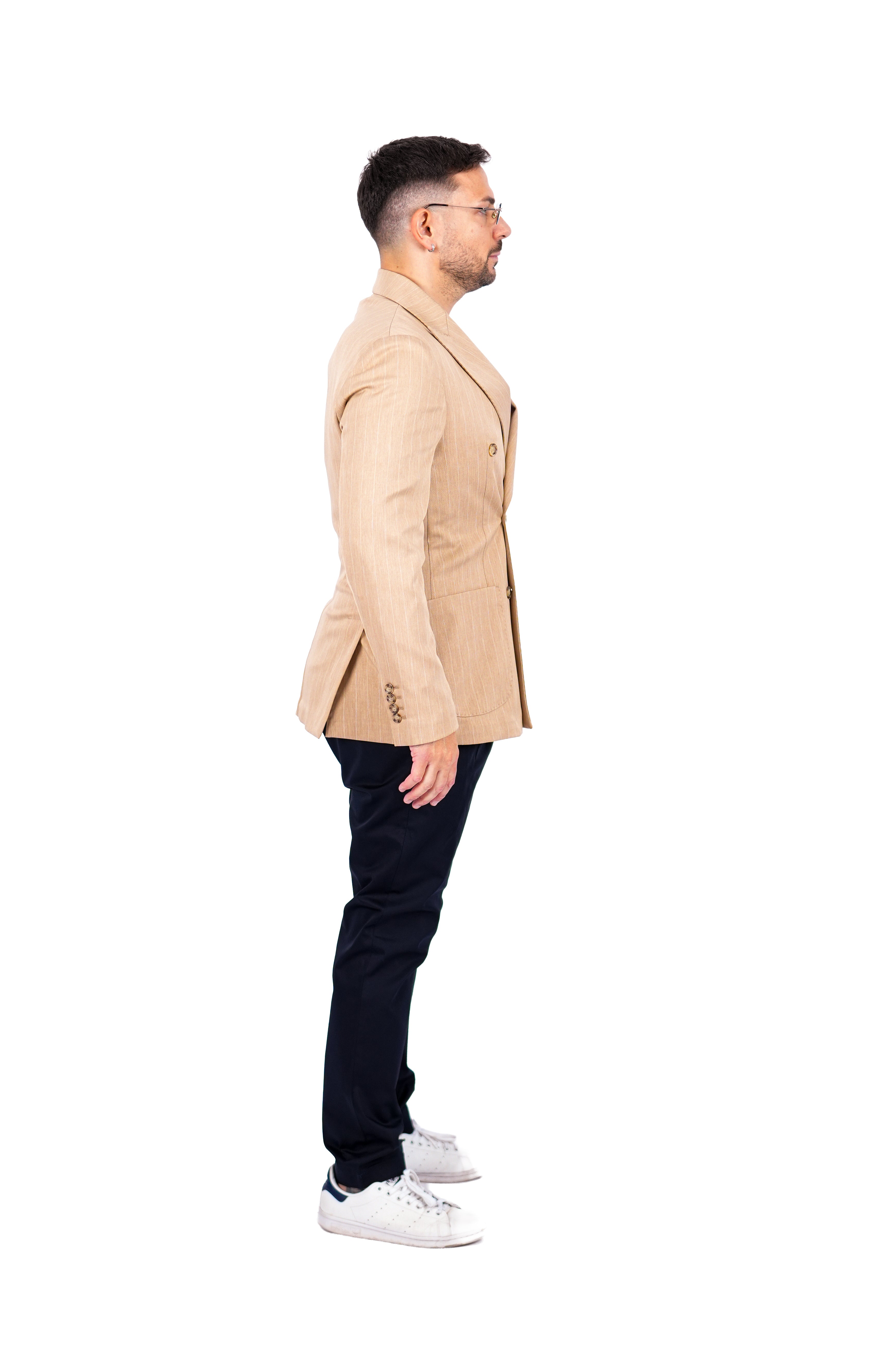 Giacca Opera - Doppio Petto Gessata Beige