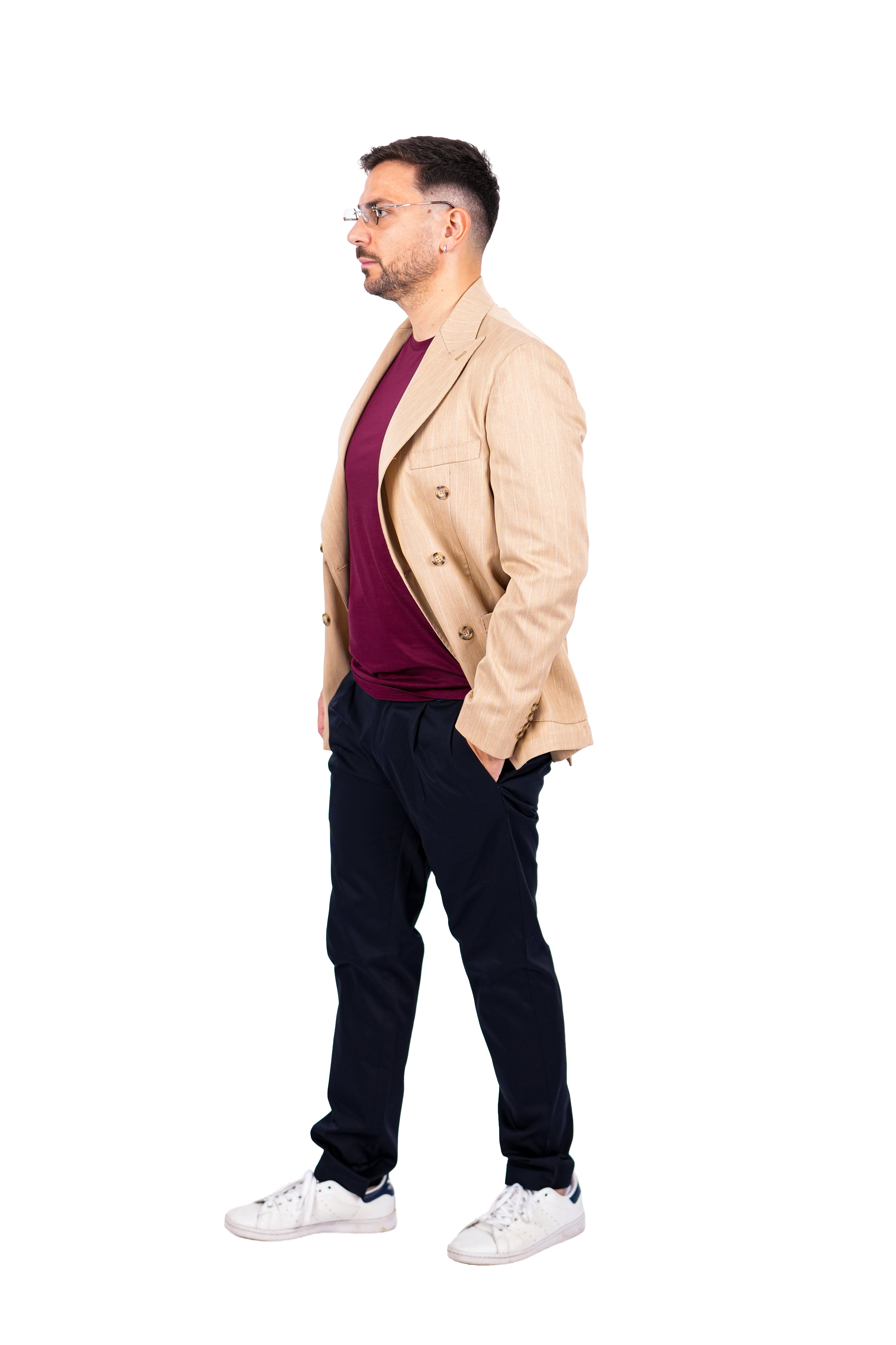 Giacca Opera - Doppio Petto Gessata Beige