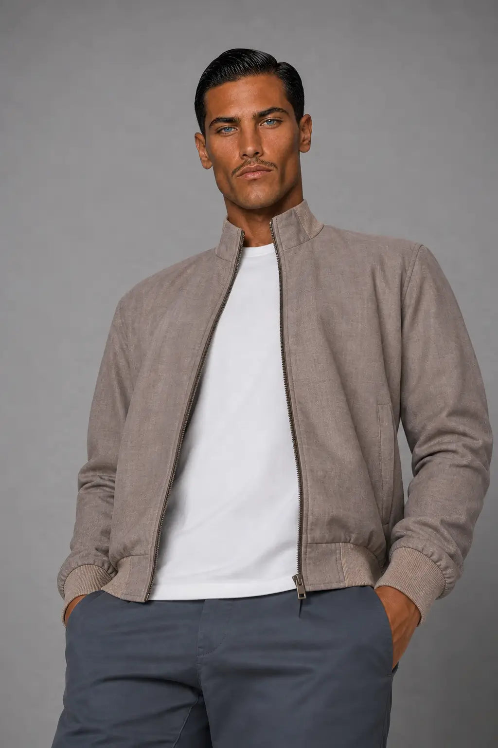 Bomber Sahariana Zip Beige