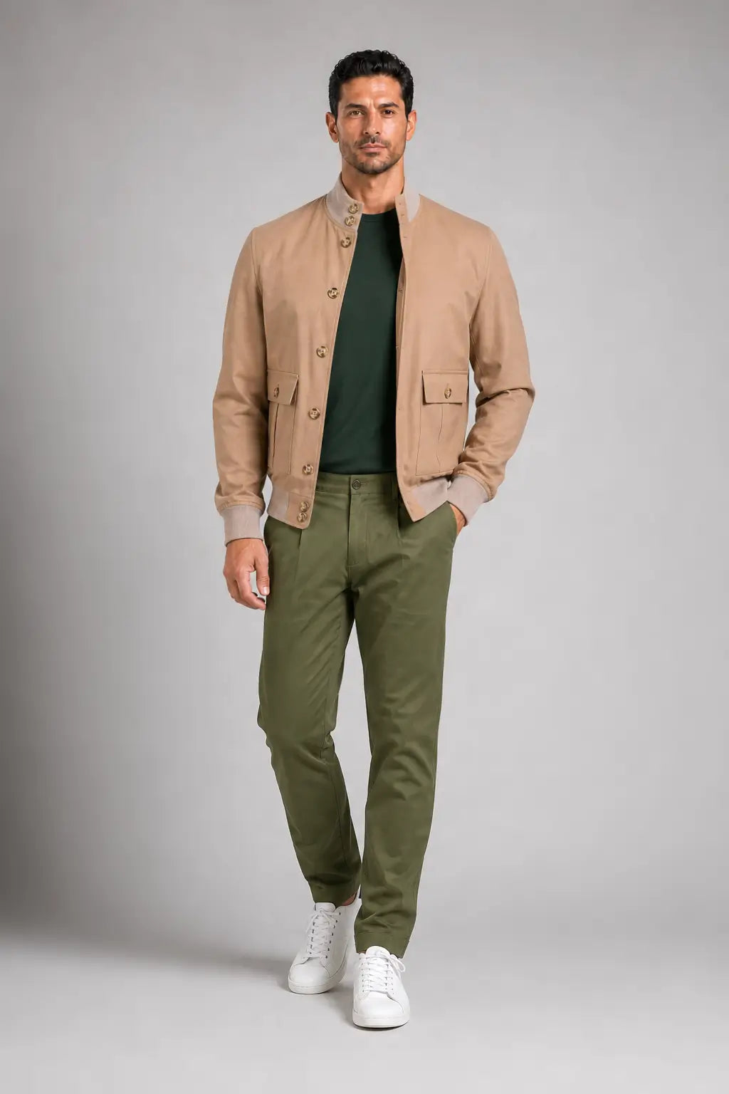 Bomber Sahariana Bottoni Beige