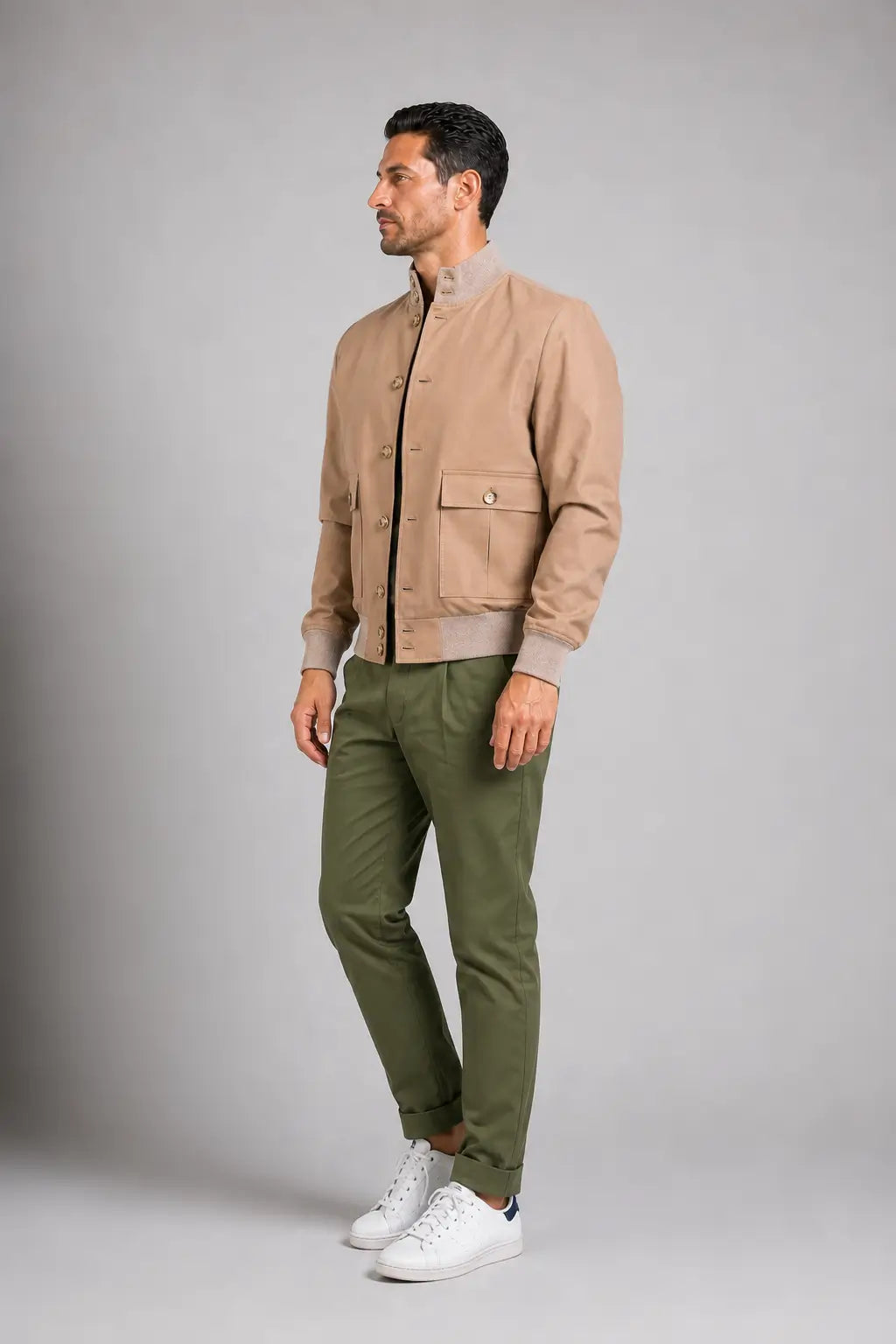 Bomber Sahariana Bottoni Beige