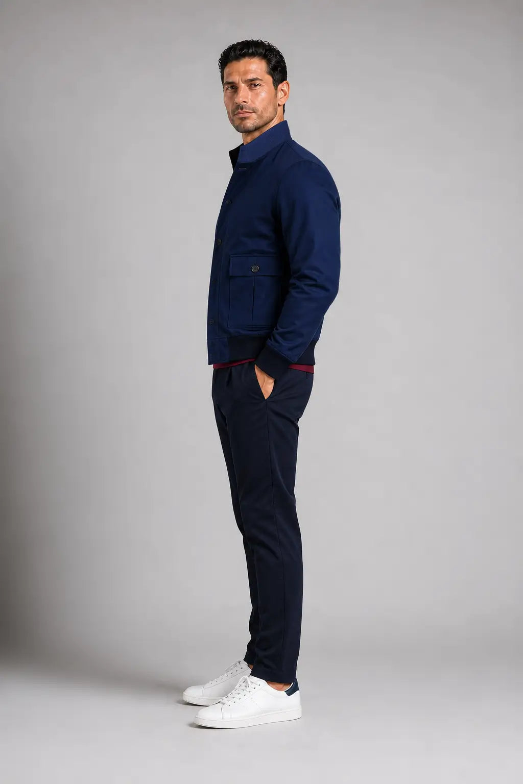 Bomber Sahariana Bottoni Blu