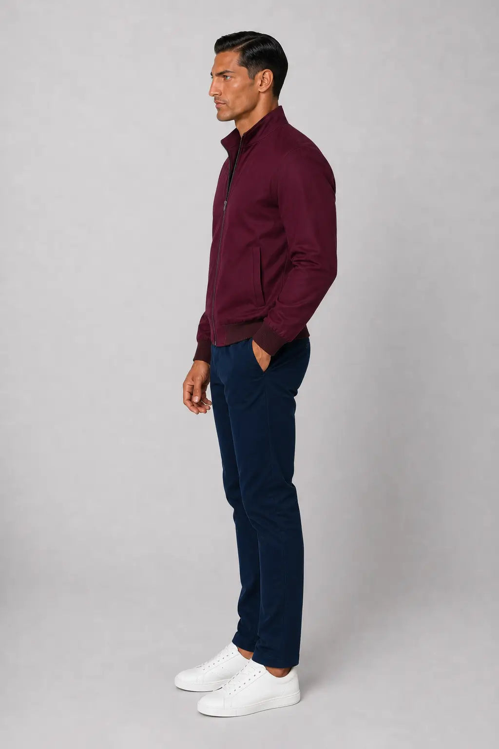 Bomber Sahariana Zip Bordeaux