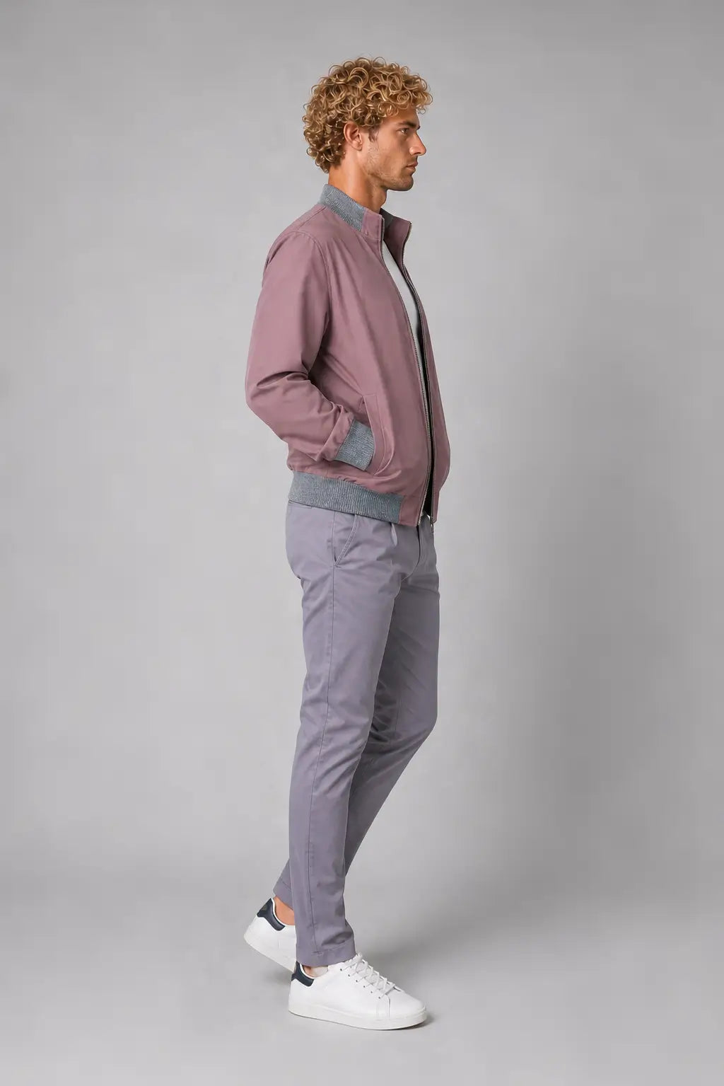 Bomber Sahariana Zip Rosa